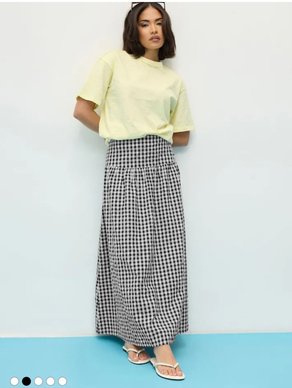 Black & White Gingham Maxi Skirt - Classic High-Waist Style